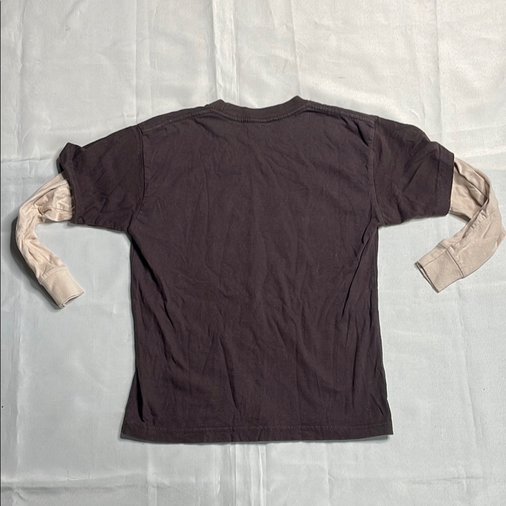 Kids Faux Layered Brown Graphic T-Shirt - Picture 6 of 6